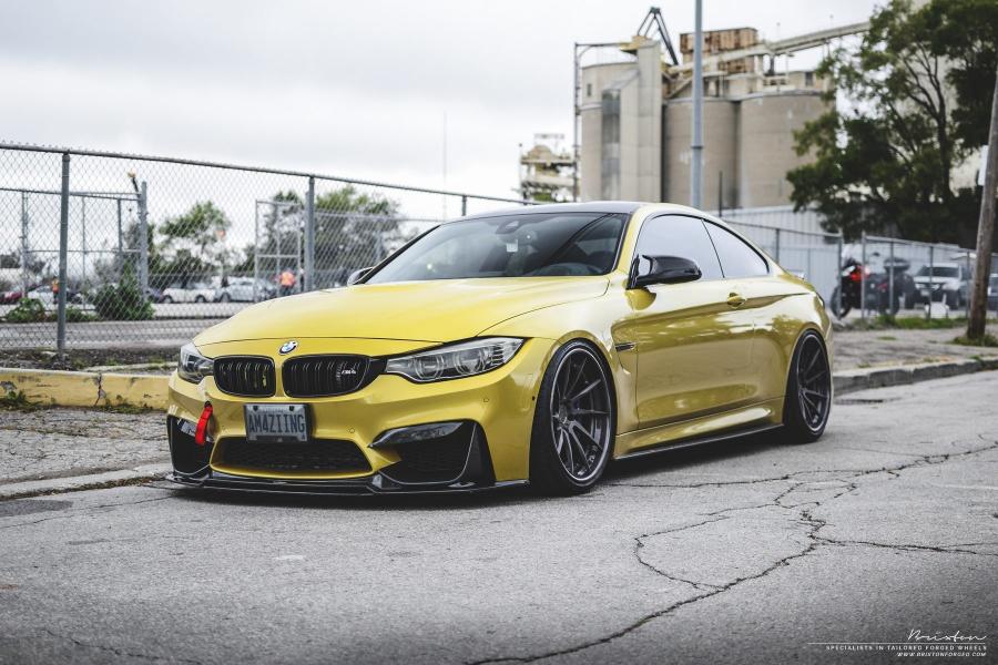 BMW M4 Coupe Austin Yellow on Brixton Forged Wheels (R10D) '2016
